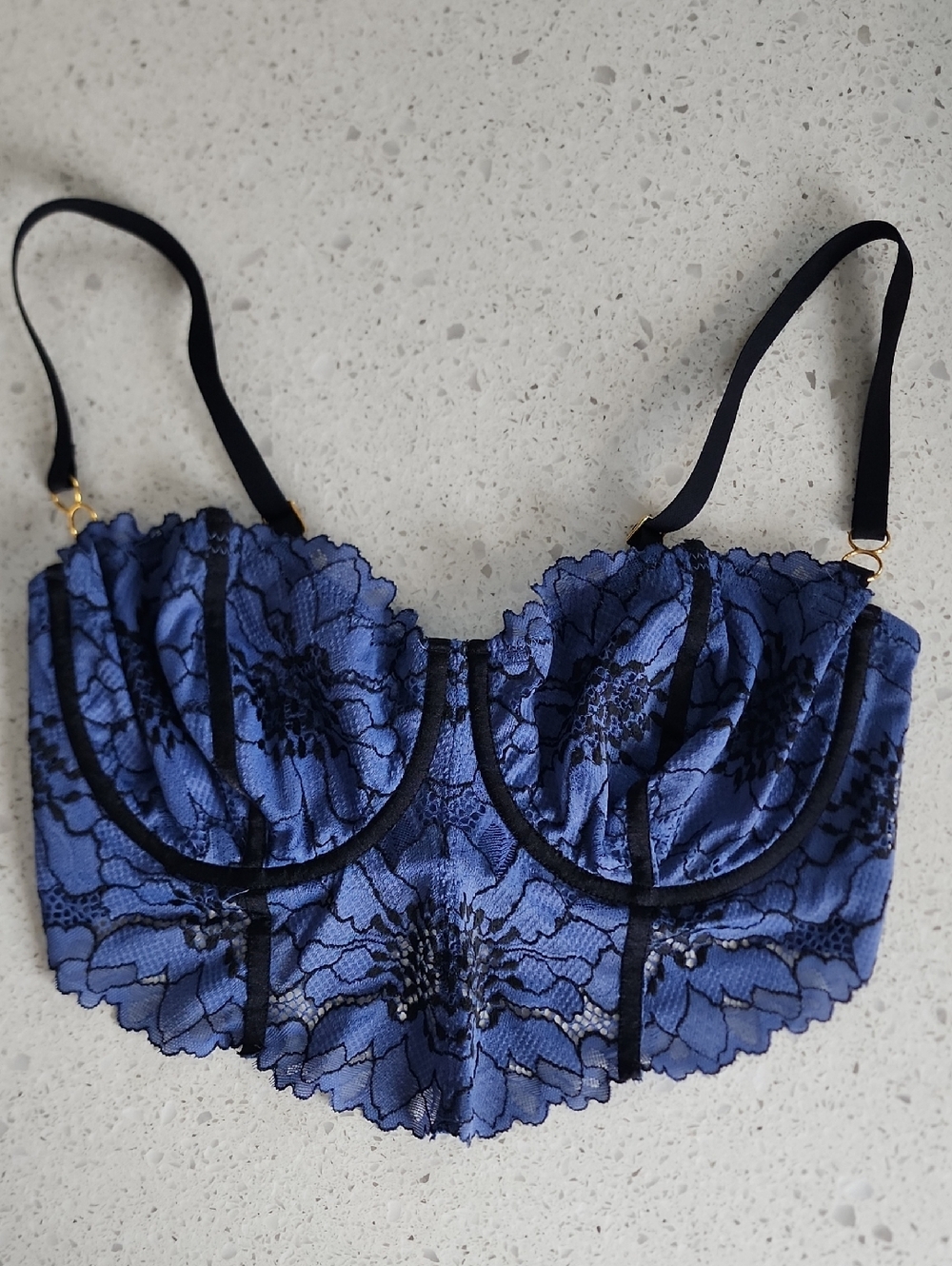 Aerie Real Power Midnight Lace Unlined Corset Bra